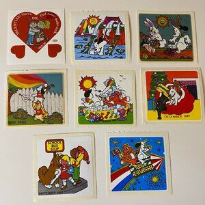 Vintage 1980s BJ Month Stickers Dogs Frogs Children & More